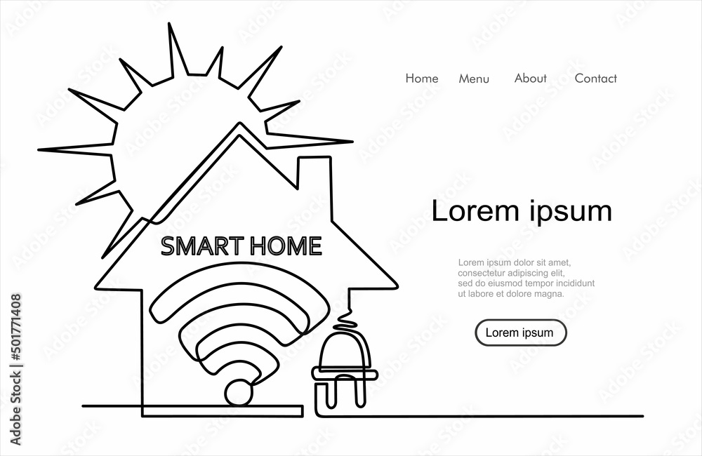 Continuous one line drawing of Smart Home and Internet of Things ...