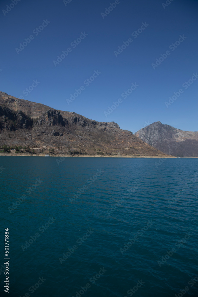 lake in the mountains of island lake in the mountains of island