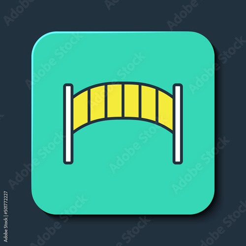 Filled outline Playground kids bridge icon isolated on blue background. Turquoise square button. Vector