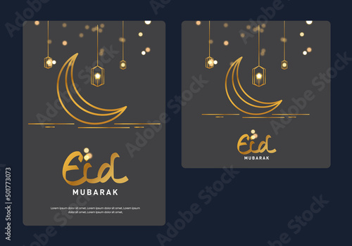 Eid Mubarak Poster line art dark background