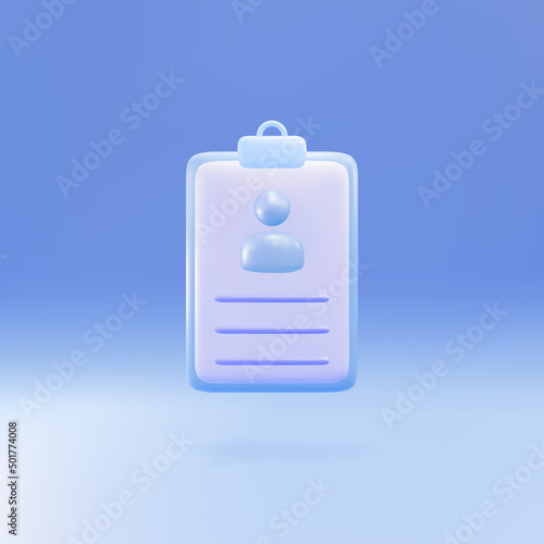 3d  Resume icon. Job search, human resources, business, job interview, recruitment concept. Vector illustration.