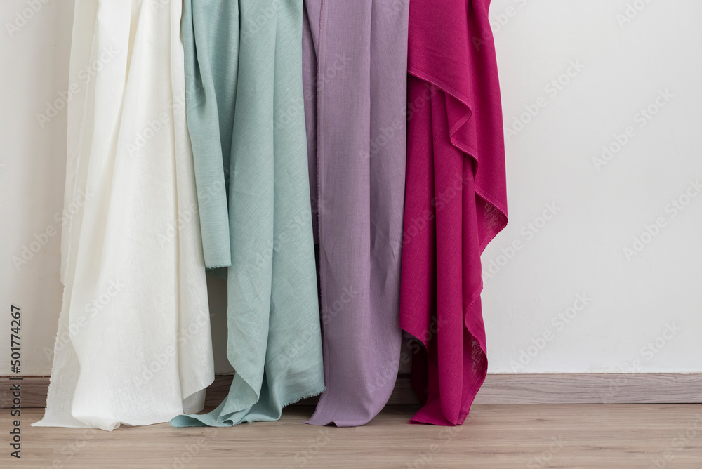 Fototapeta premium Different colors linen fabric
