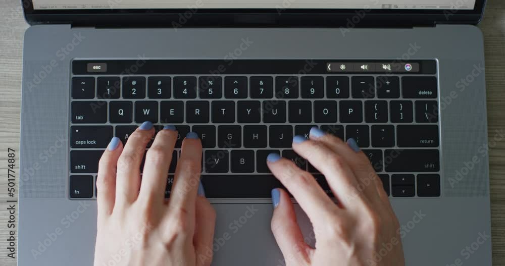 Straight Down Woman's Hands Typing On Keyboard Straight Down Woman's Hands Typing On Keyboard