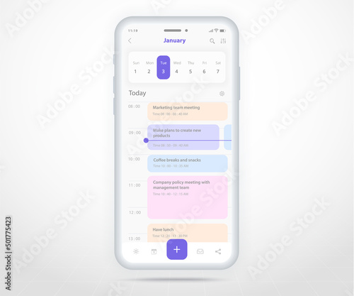 Mobile app calendar planner concept, Appointment calendar template UI UX, Smartphone calendar schedule agenda annual planning meeting application, Calendar events, Activity, Event app, Vector phone