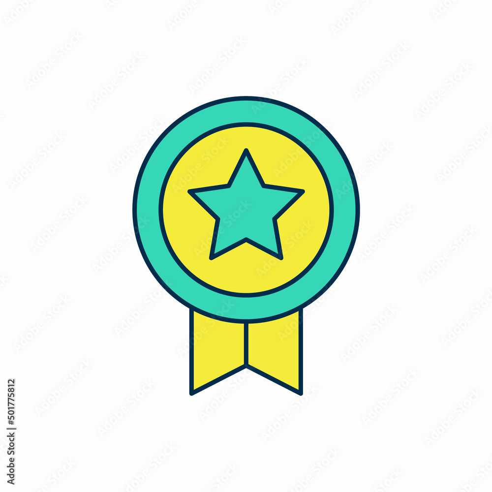 Filled outline Game rating with medal icon isolated on white background. Level results for game. Vector Filled outline Game rating with medal icon isolated on white background. Level results for game. Vector