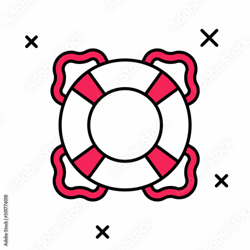 Filled outline Lifebuoy icon isolated on white background. Lifebelt symbol. Vector