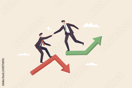 goal oriented increase motivation how to achieve goals. Support and teamwork help to overcome obstacles. The boss helps his subordinates get through the hurdles.