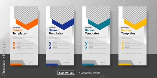 Business Set stand roll banner design template background 