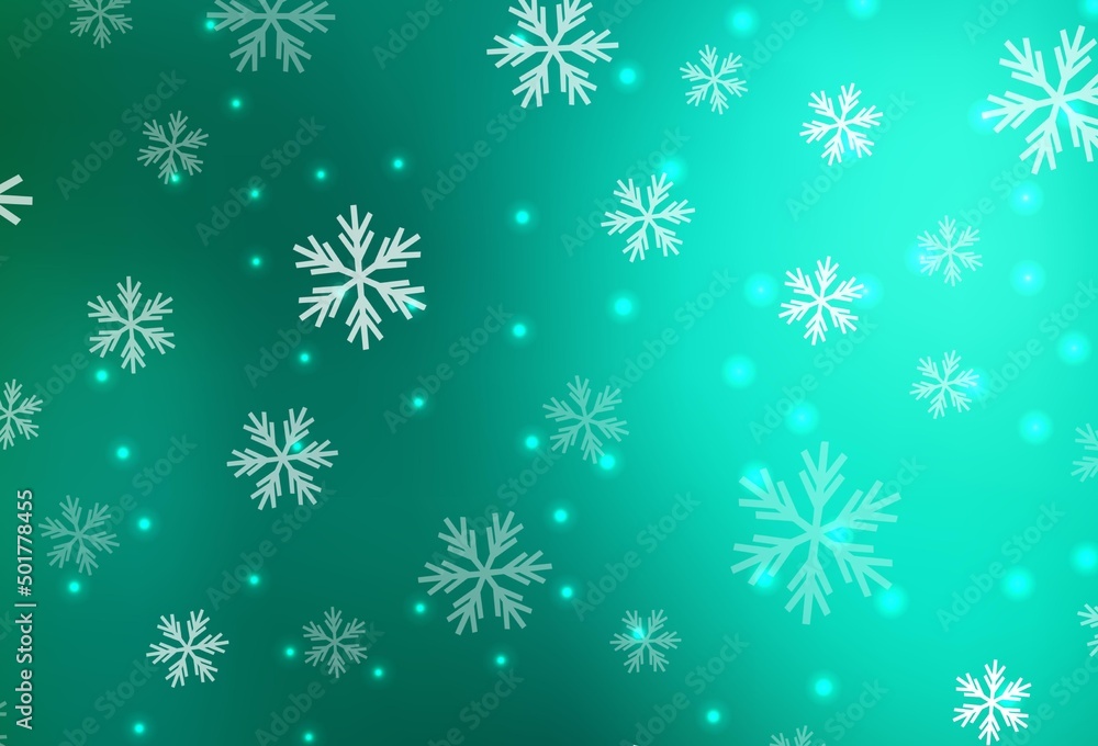 Light Green vector pattern with christmas snowflakes, stars. Light Green vector pattern with christmas snowflakes, stars.