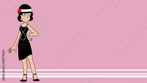 pretty retro fashion girl cartoon background in vector format