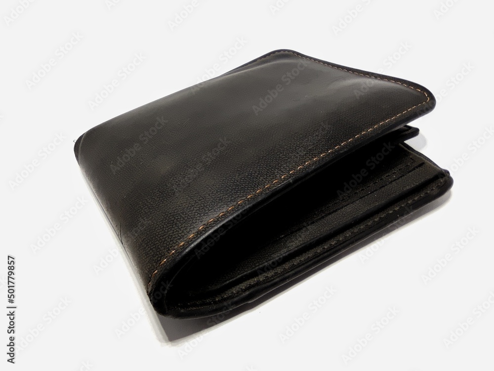 Black leather wallet. Black purse isolated on white background Black leather wallet. Black purse isolated on white background