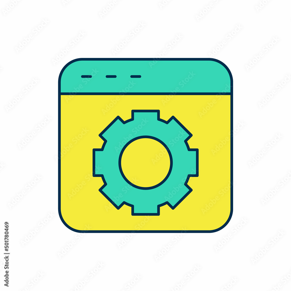 Filled outline Browser setting icon isolated on white background. Adjusting, service, maintenance, repair, fixing. Vector