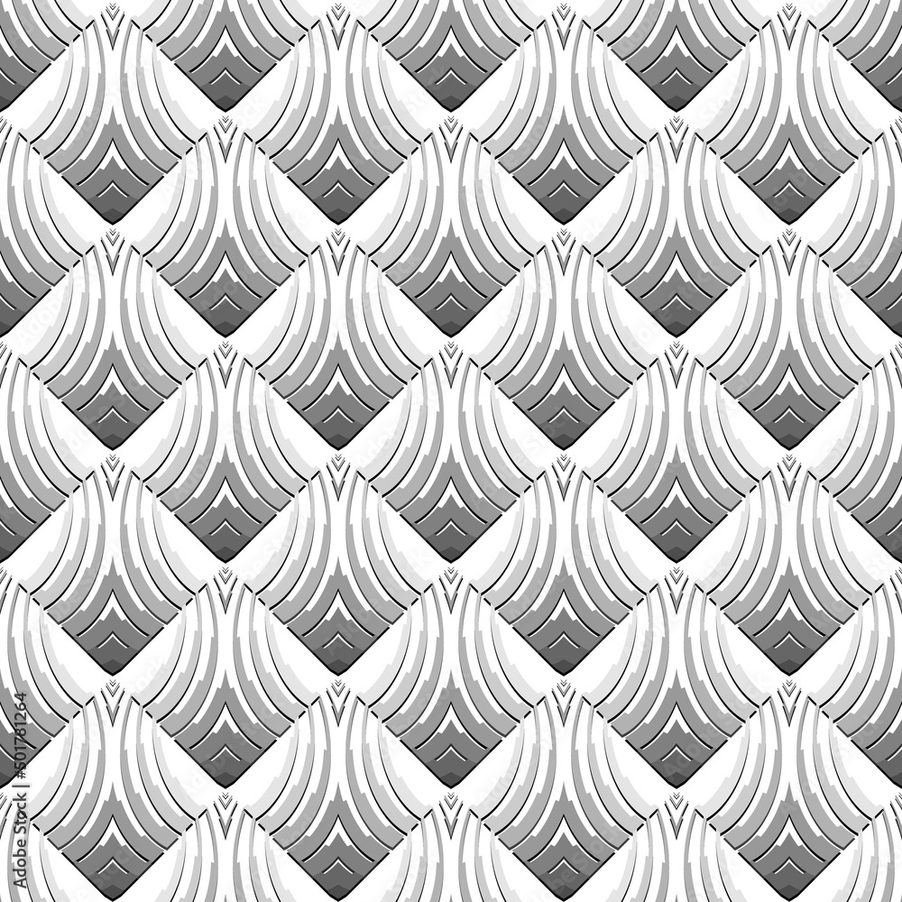 Geometric rhombus seamless pattern. Ornamental abstract waffle style background. Repeat patterned vector backdrop. Elegant rhombus ornaments with halftone curves, lines, stripes. Endless texture