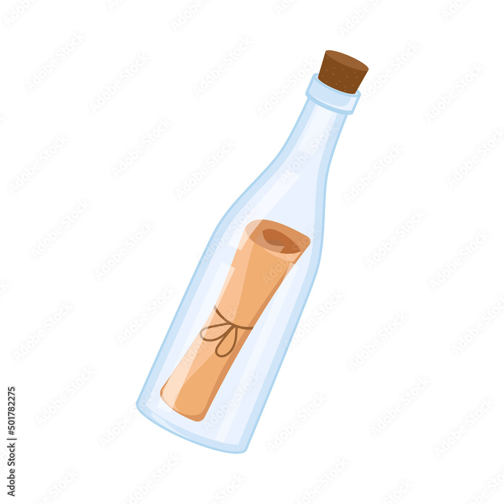 Vector illustration of an isolated Message In The Bottle