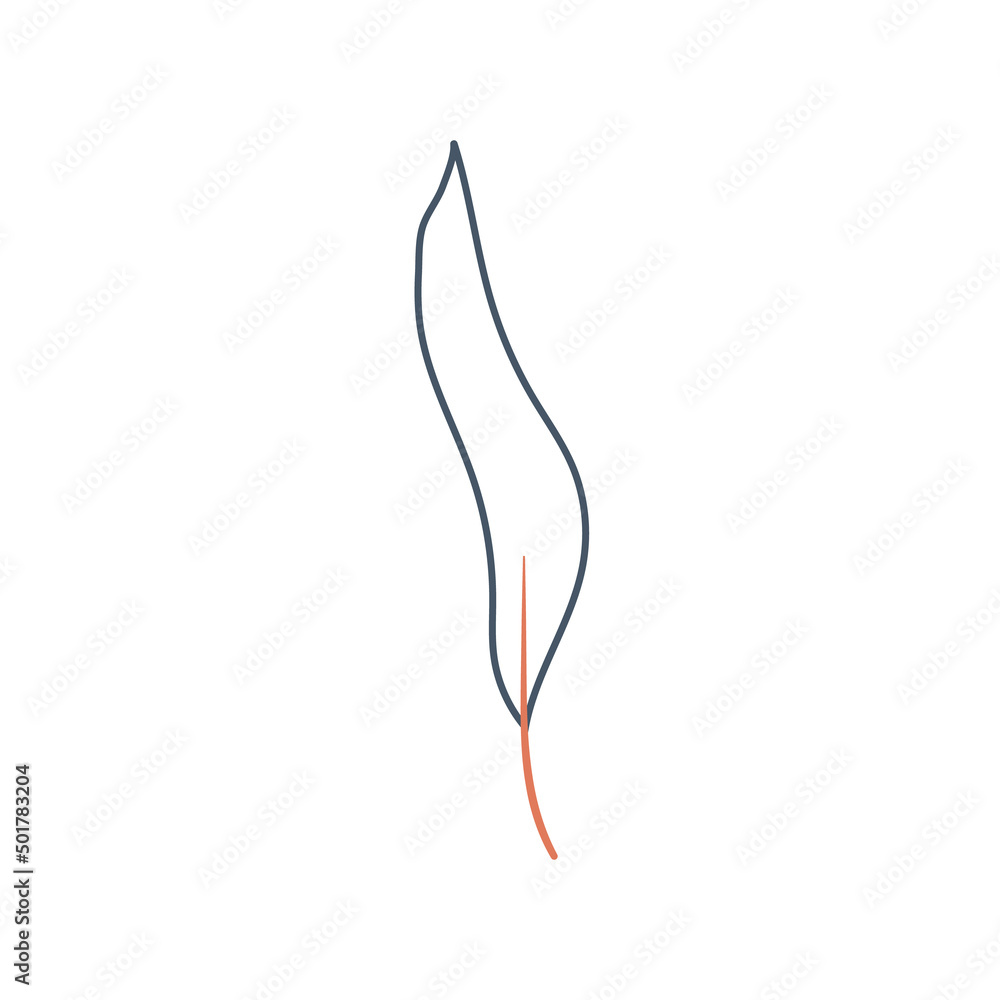 Vector leaf on white background. Orange and blue color. Vector leaf on white background. Orange and blue color.