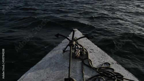 Anchor on the bow sailing the Ocean