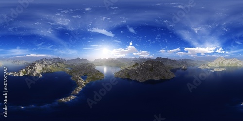 archipelago, sea bay, HDRI, environment map , Round panorama, spherical panorama, equidistant projection, 360 high resolution panorama, 3d rendering © ustas