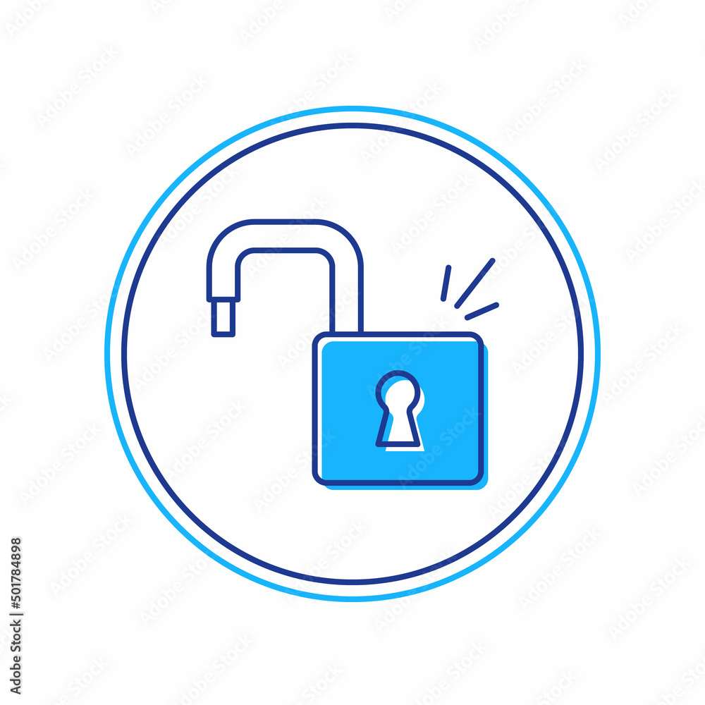 Filled outline Open padlock icon isolated on white background. Opened lock sign. Cyber security concept. Digital data protection. Vector Filled outline Open padlock icon isolated on white background. Opened lock sign. Cyber security concept. Digital data protection. Vector