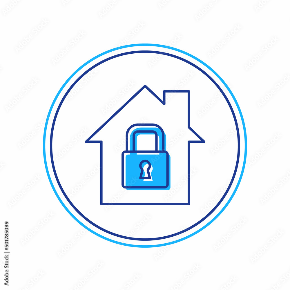 Filled outline House under protection icon isolated on white background. Home and lock. Protection, safety, security, protect, defense concept. Vector Filled outline House under protection icon isolated on white background. Home and lock. Protection, safety, security, protect, defense concept. Vector