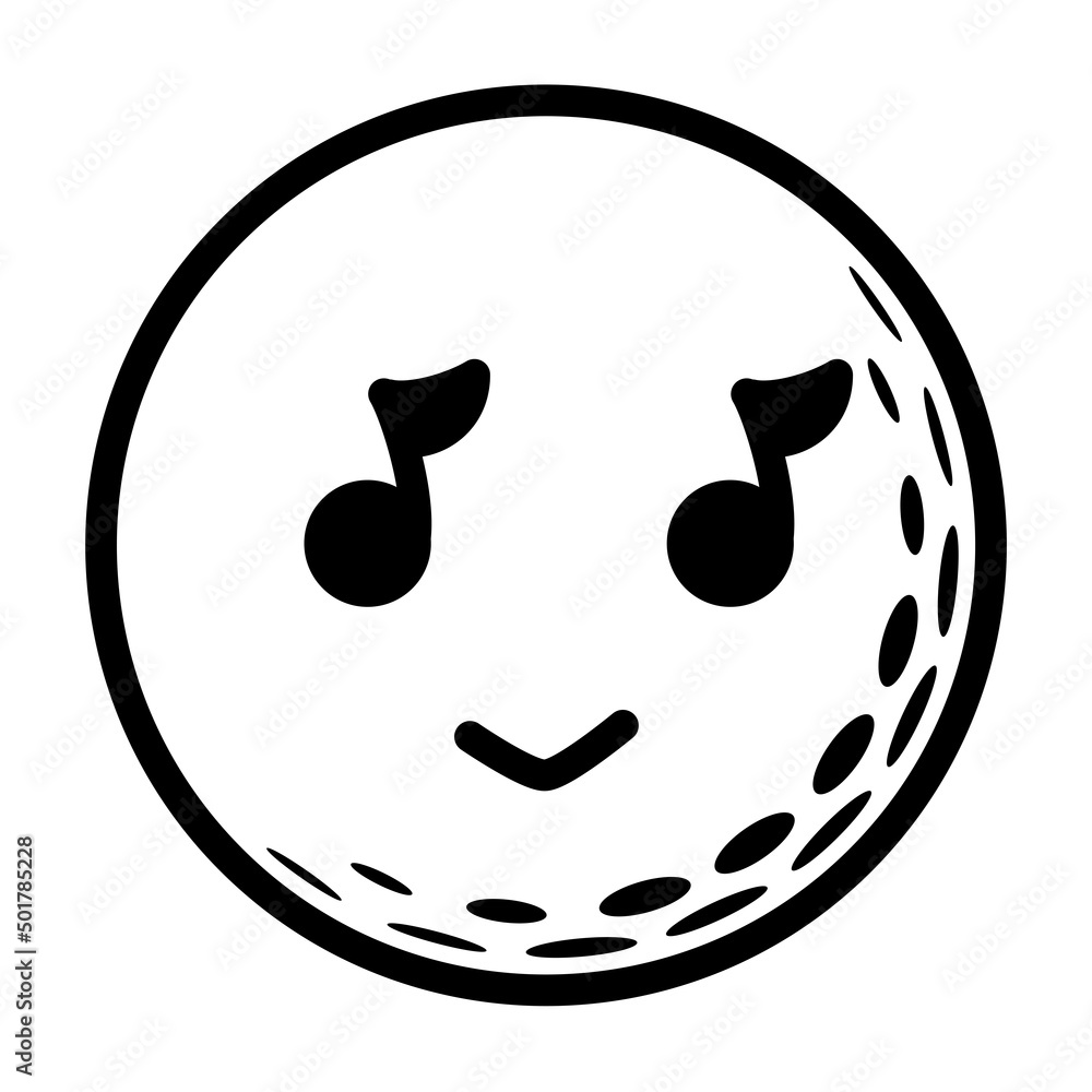 It is an illustration of a face riding the music of a golf ball. It is an illustration of a face riding the music of a golf ball.