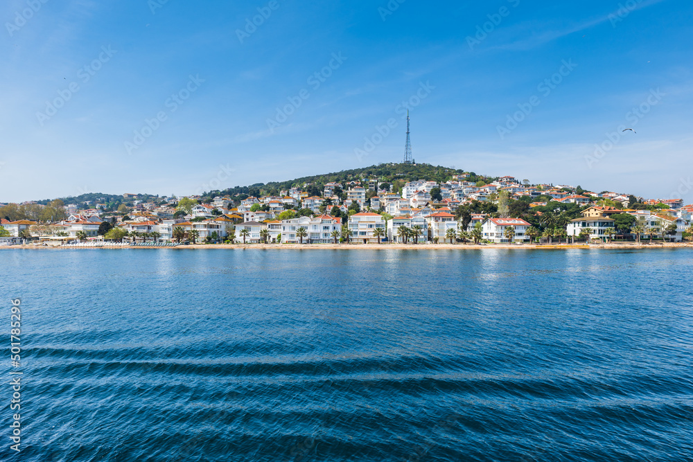 Princes Islands in the Sea of Marmara, Istanbul, Turkey. The view of Kinaliada, one of the Princes Islands, in summer