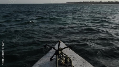 Anchor on the bow sailing the Ocean