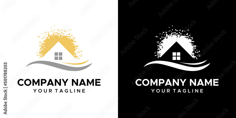 a salt house themed graphic, on a black and white background. vector graphics base.