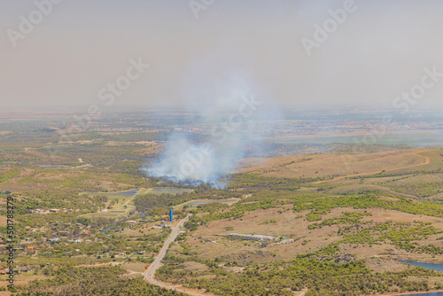 High angle view of the forest burning in Medicine Park