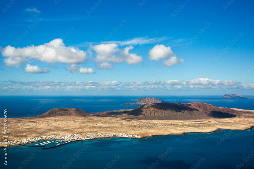 Aerial panorama of the Graciosa island, Spain