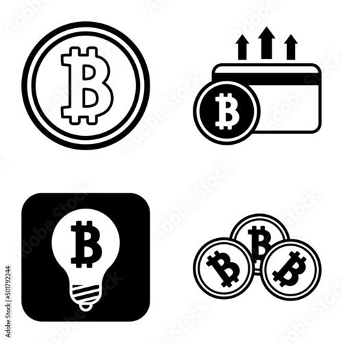 Bitcoins1-2 Flat Icon Set Isolated On White Background