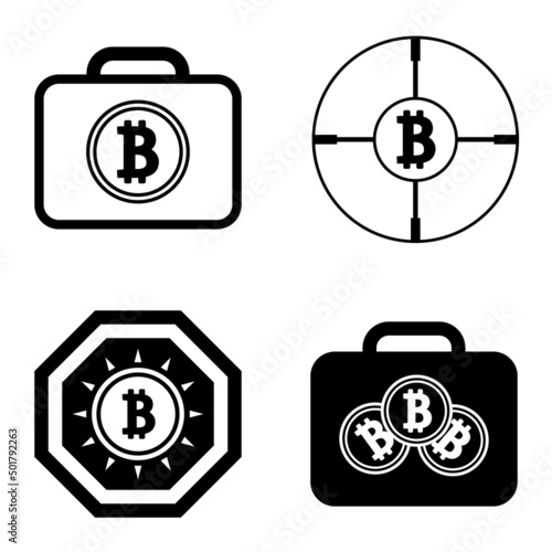 Bitcoins1-2 Flat Icon Set Isolated On White Background