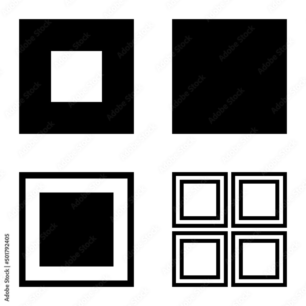 Square Flat Icon Set Isolated On White Background Square Flat Icon Set Isolated On White Background