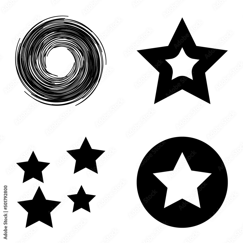 Stars1-2starfall Flat Icon Set Isolated On White Background Stars1-2starfall Flat Icon Set Isolated On White Background