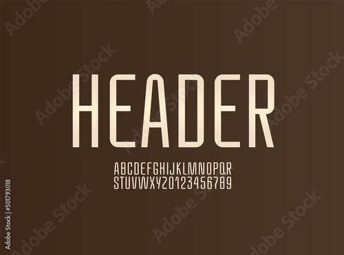 Condensed thin font, narrow alphabet