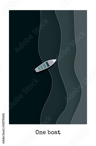 Lonely boat on the waves