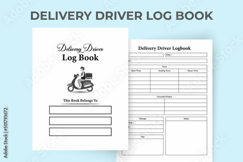 Delivery driver notebook KDP interior. Home delivery service information tracker and order record journal template. KDP interior journal. Online shopping records and driver mileage tracker interior.