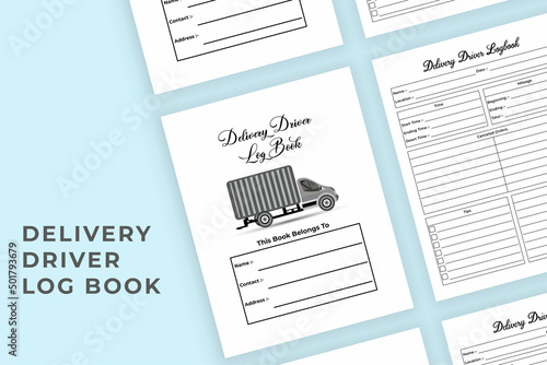 Delivery driver info tracker KDP interior. Driver daily activities and mileage information tracker template. KDP interior notebook. Customer record checker and shopping info notebook template.