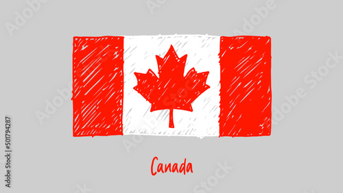 Canada National Country Flag Marker or Pencil Sketch Illustration Vector