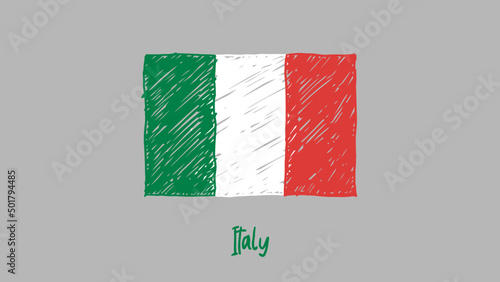 Italy National Country Flag Marker or Pencil Sketch Illustration Vector
