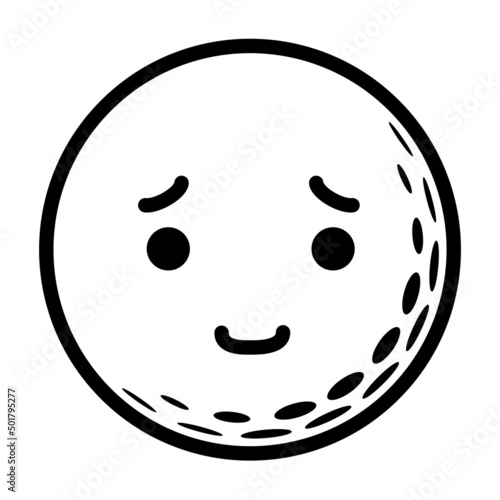 It is an illustration of a face that was troubled by the bitter smile of a golf ball.