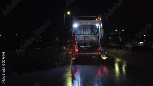Garbage truck vehicle car with high speed on the road