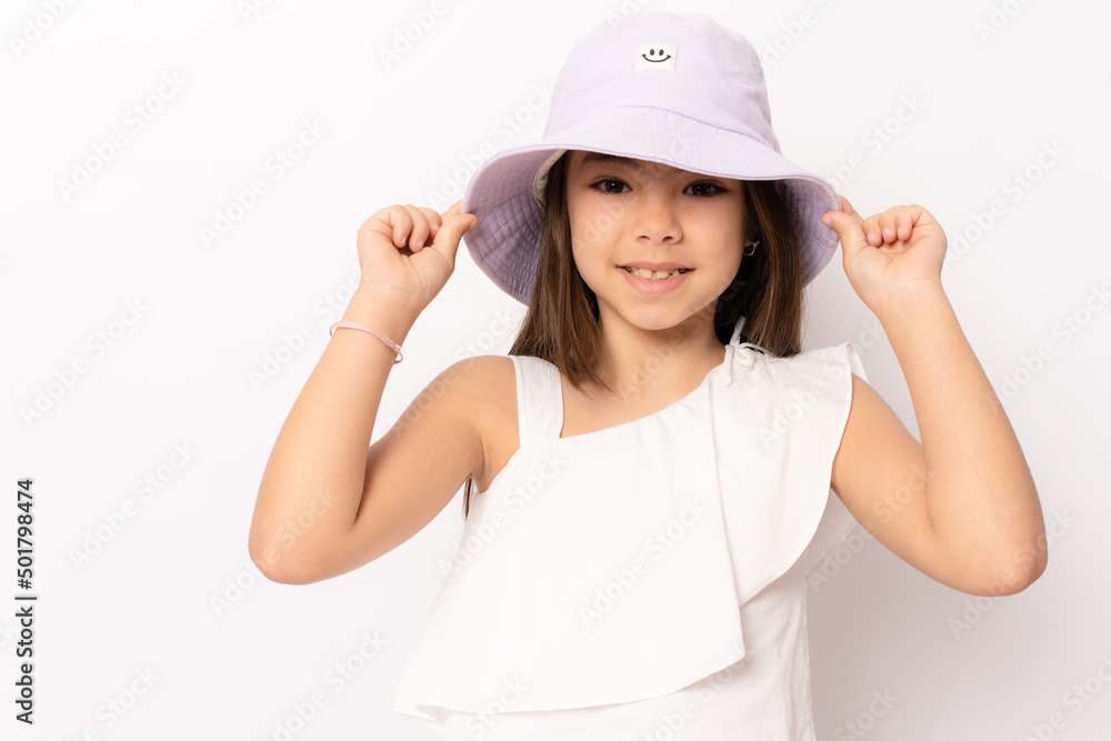 Close up portrait Photo portrait girl smiling cheerful wearing cap in summer isolated over white background Close up portrait Photo portrait girl smiling cheerful wearing cap in summer isolated over white background
