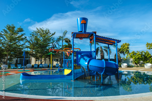 children playground in the pool photo