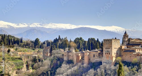 panorama sur le palais de l'Alhambra et la sierra nevada en Andalousie au sud de l'Espagne 