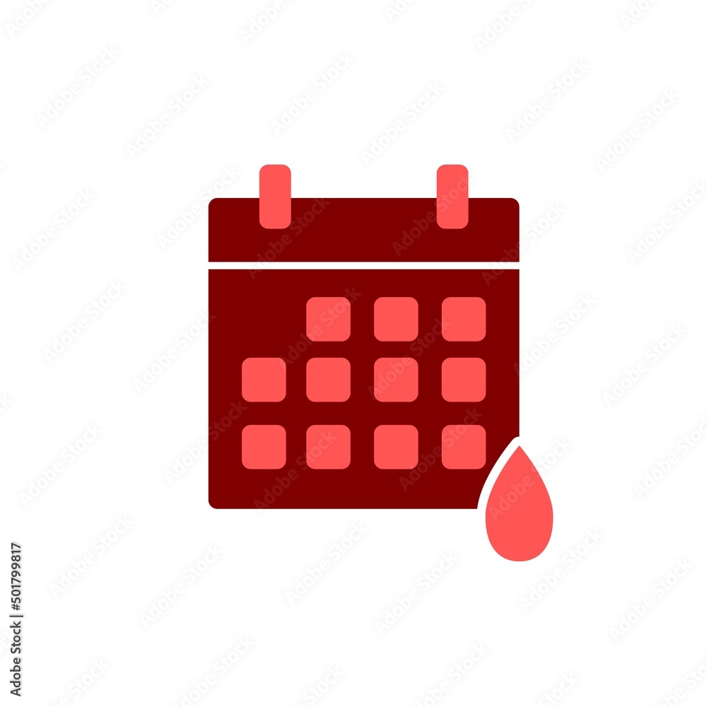 Menstruation Calendar Icon isolated on white Menstruation Calendar Icon isolated on white