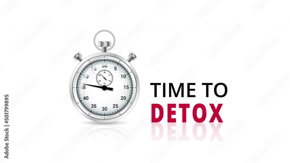 time to detox stopwatch sign animation. 4K motion animation time to detox stopwatch sign animation. 4K motion animation