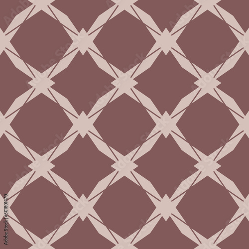 Vector abstract seamless pattern. Diamond grid, mesh, lattice, rhombuses. Brown color background. Simple geometric ornament. Elegant graphic texture. Repeat geo design for decor, textile, furniture