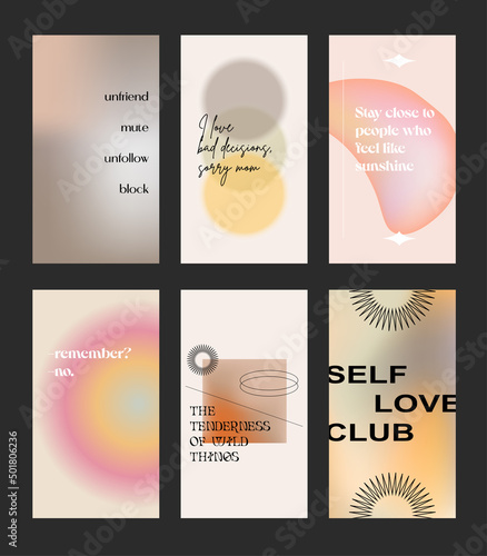 Design backgrounds for social media banner.Set of instagram stories frame templates.Vector cover. Mockup for personal blog or shop.Layout for promotion.Endless square puzzle.	