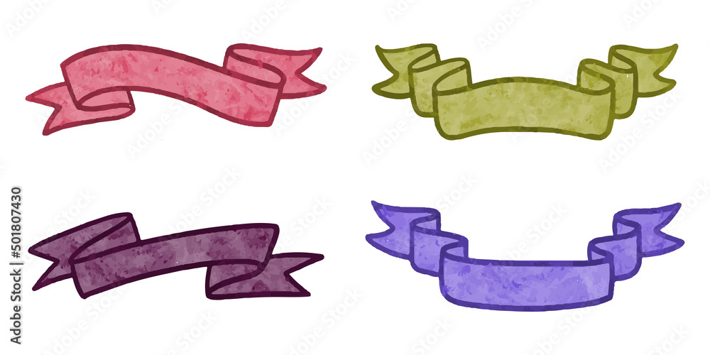 Watercolor hand drawn ribbon isolated on white background. vector illustration.