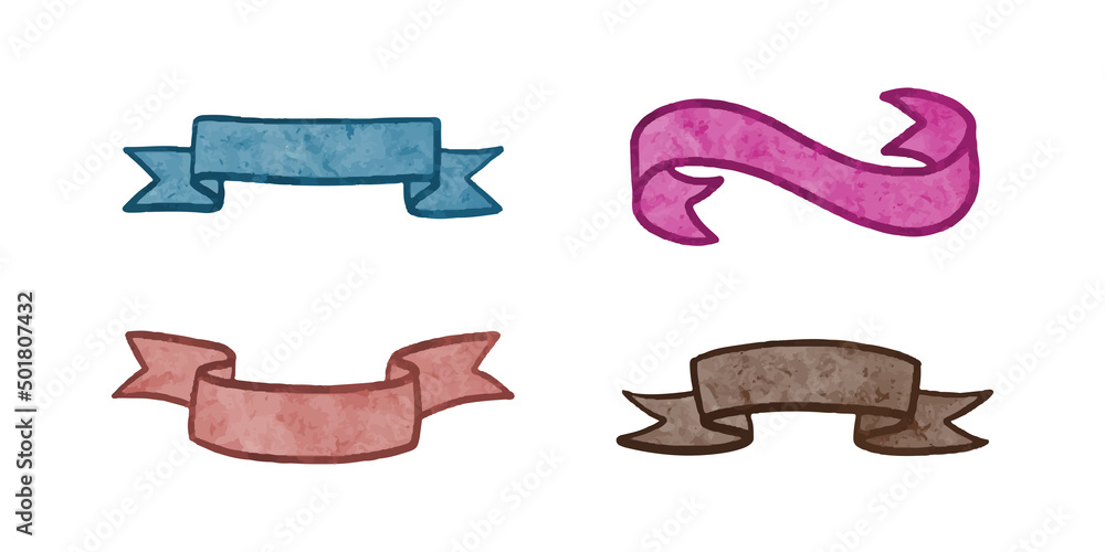 Watercolor hand drawn ribbon isolated on white background. vector illustration.